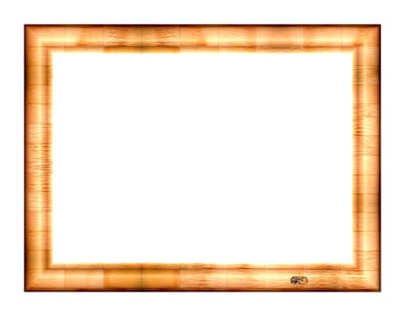 Empty picture frame embossed yellow-orange tones isolated on a white background