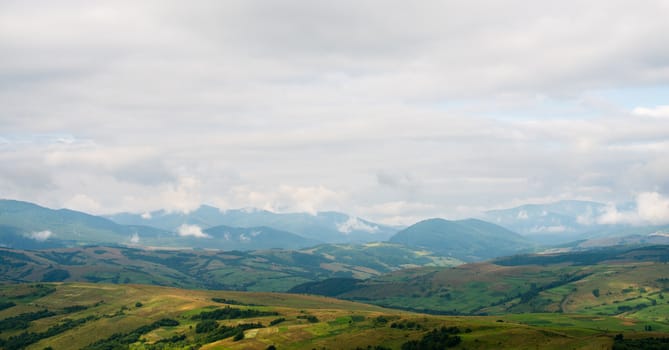 Morning summer landscape in the Ukrainian Carpathian Mountains.