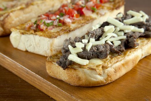 Delicious beef steak open faced sandwiches 