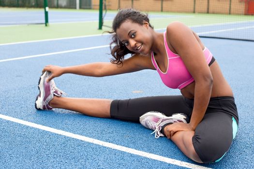 young woman stretching