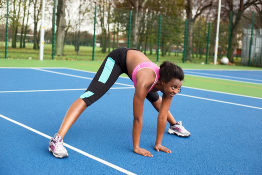 young woman stretching