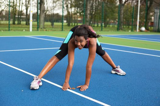 young woman stretching