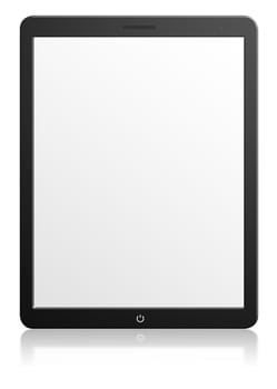 Illustration of modern computer tablet with blank screen. Isolated on white background