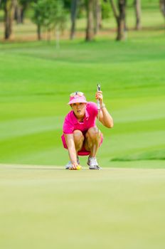 CHONBURI - MARCH 1: Michelle Wie of USA in  Honda LPGA Thailand 2015 at Siam Country Club, Pattaya Old Course on March 1, 2015 in Chonburi, Thailand.