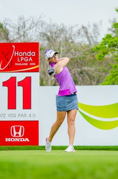 CHONBURI - MARCH 1: Jodi Ewart Shadoff of Eangland in Honda LPGA Thailand 2015 at Siam Country Club, Pattaya Old Course on March 1, 2015 in Chonburi, Thailand.