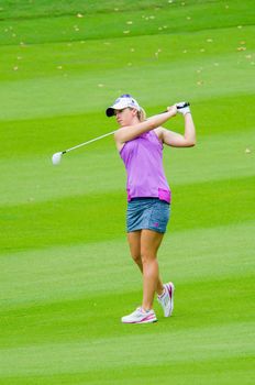 CHONBURI - MARCH 1: Jodi Ewart Shadoff of Eangland in Honda LPGA Thailand 2015 at Siam Country Club, Pattaya Old Course on March 1, 2015 in Chonburi, Thailand.