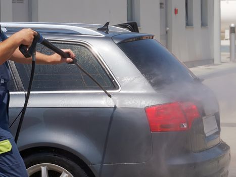 car washing with high pressure water jet        