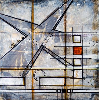 Real Contemporary and Abstract Square Painting on Canvas.