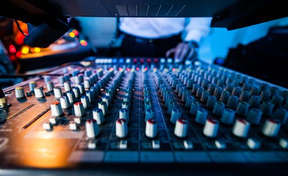 Close-up of a Sound Tech Board in Action during a Show
