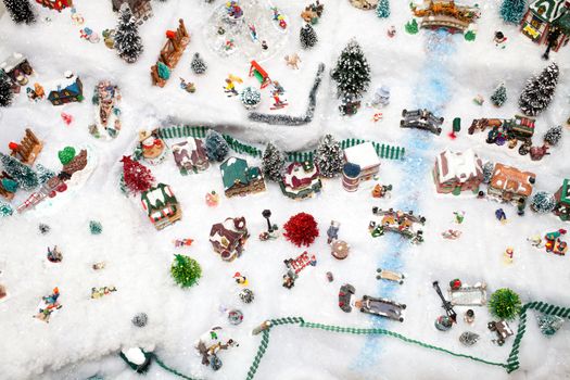 Miniature Christmas Village under Xmas Tree Texture