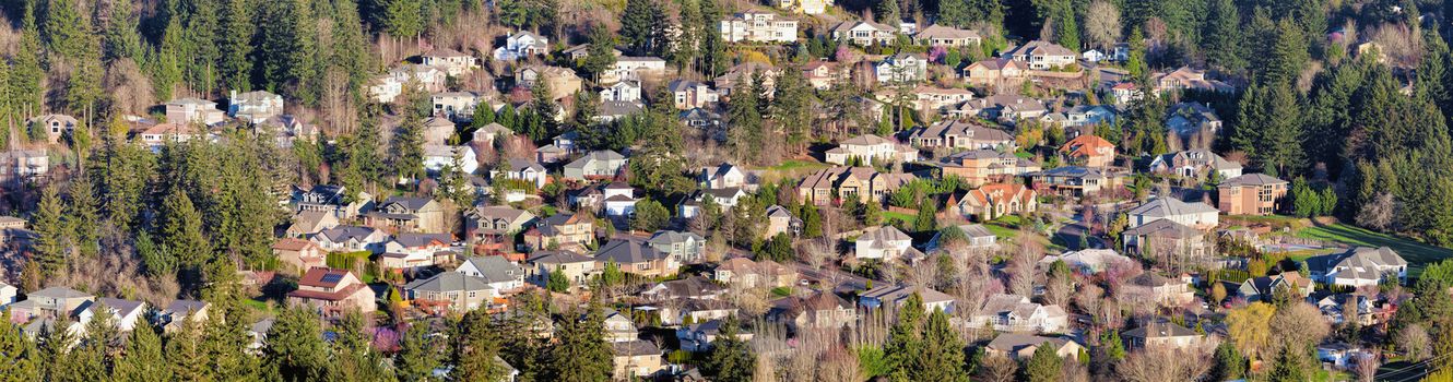 Residential Homes in North American Suburbs Aerial View Panorama