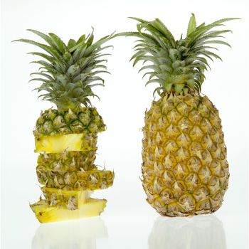 Pineapple on white background, very sweet, it came from the north of Thailand.