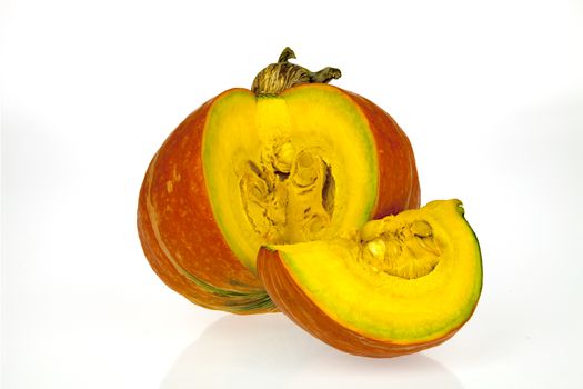 Studio shot of a nice ornamental pumpkin on pure white background