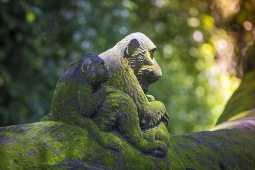 Figure of Long  Macaque with her Infant, bali