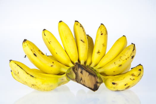 bunch of ripe bananas isolated on white background