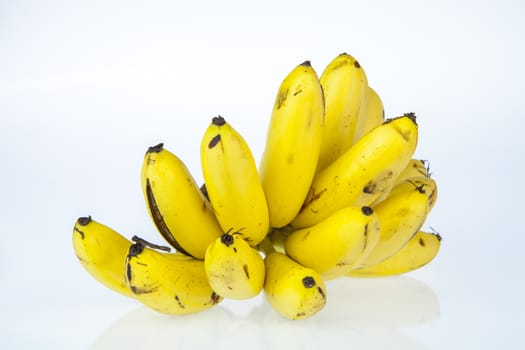 bunch of ripe bananas isolated on white background