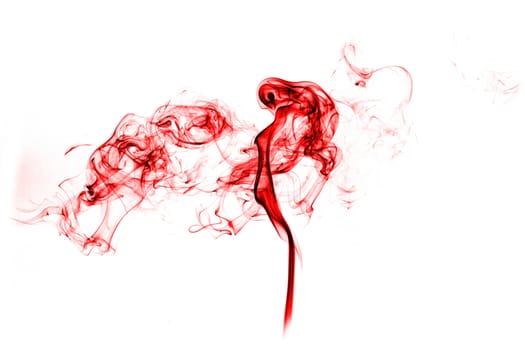 Red smoke with light on white background