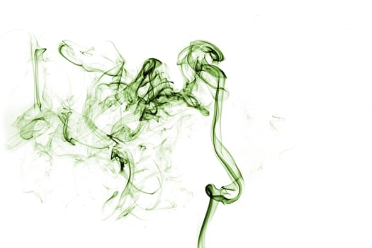 Green smoke with light on white background