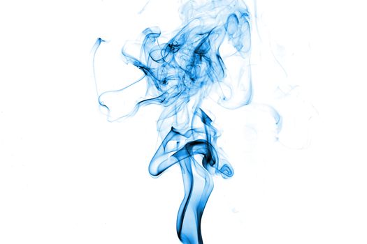 Blue smoke with light on white background