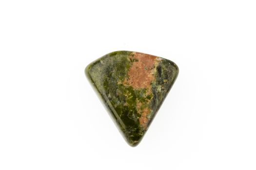 Unakite natural is multi-color gemstone on white background