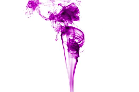 Violet colored smoke isolated on white