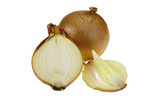 Fresh onion bulbs isolated on white background