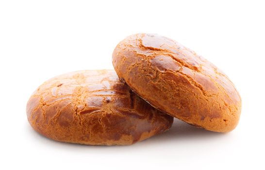 Two Biscuit Cookies Isolated On White Background