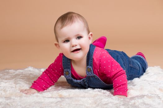 smiling infant baby - the first year of the new life