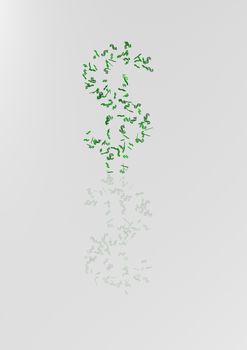 Currency sign the dollar made of a set of small dollars.
