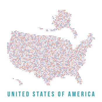 USA map, colored square pixels on white background