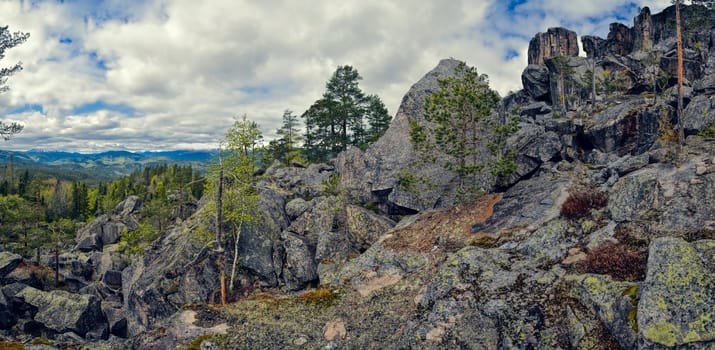 Scenic panorama of rocky landscape in Gygrestolen, Norway