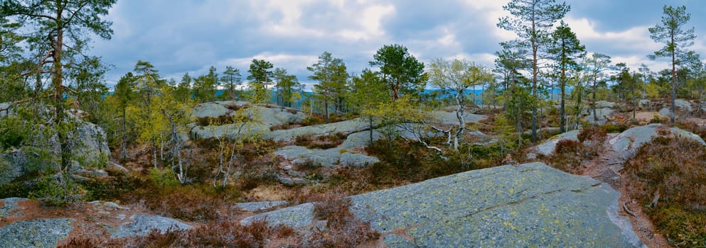 Scenic panorama of rocky landscape in Gygrestolen, Norway