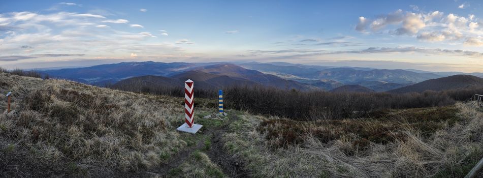 Scenic panorama of Ukrainian landscape from borders with Slovakia