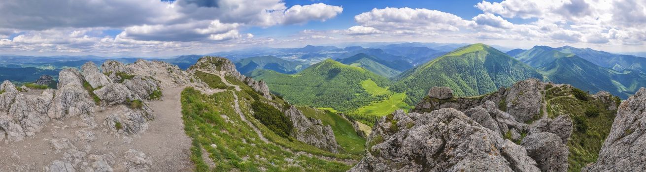 Scenic panorama from Rozsutec in Mala Fatra mountains, Slovakia