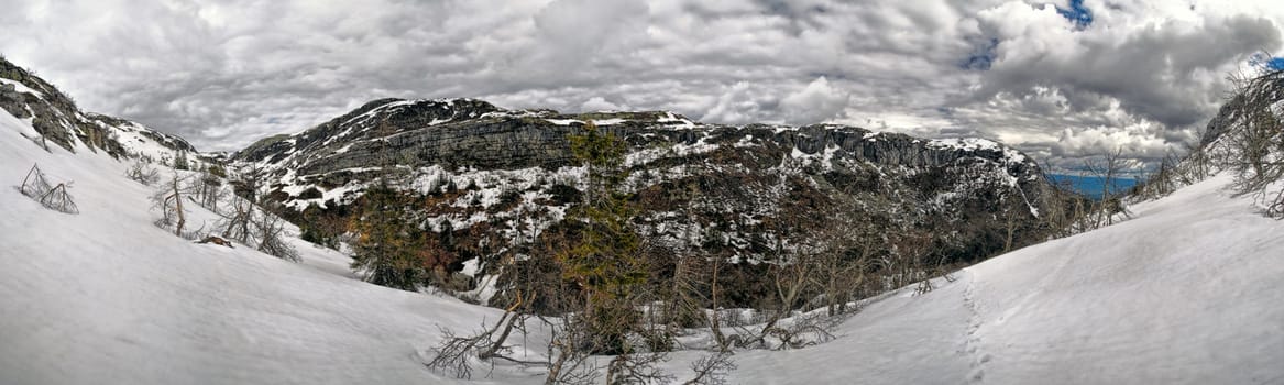 Scenic panorama of landscape in Norway