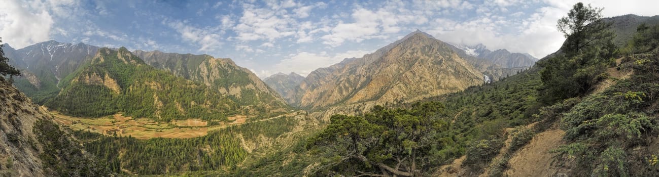 Scenic panorama in Dolpo region in Nepal