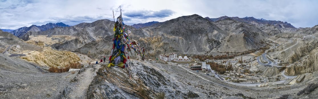 Scenic panoramic view from the Leh monastery complex in Ladakh, India