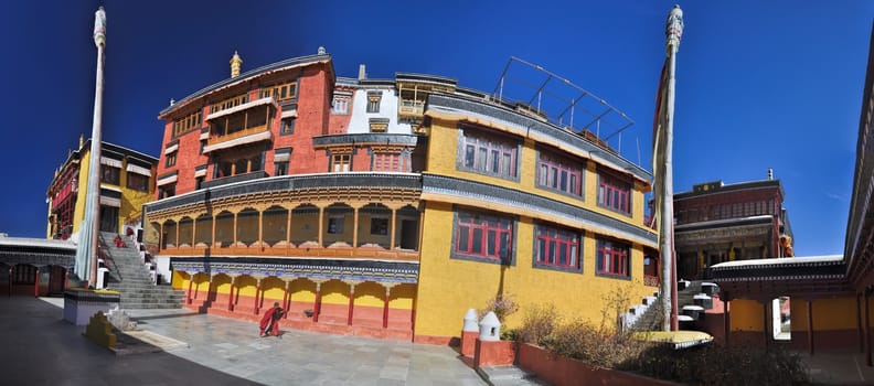 Picturesque view of the Thiksey monastery complex in Ladakh, India