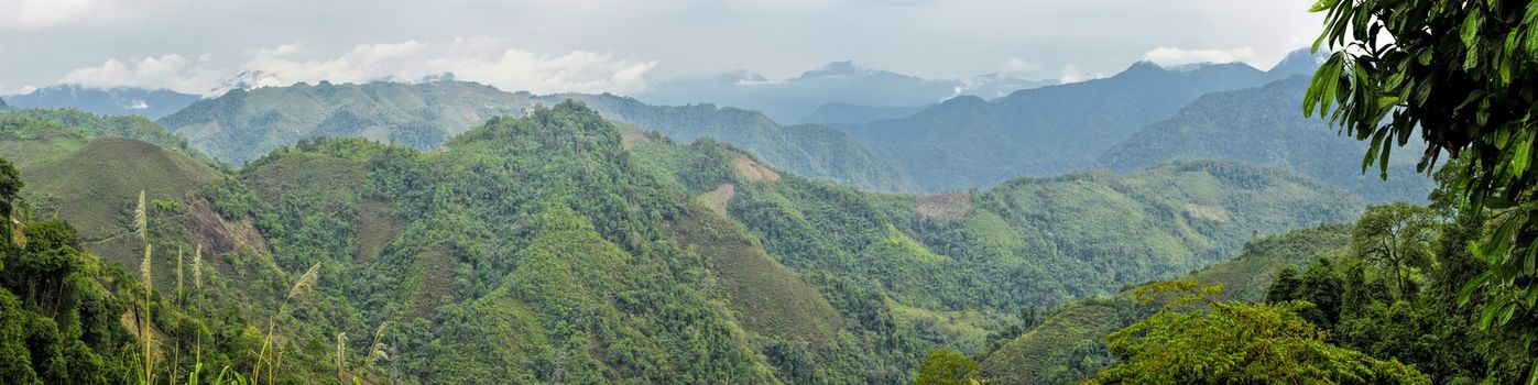 Scenic panorama of green hills in Arunachal Pradesh, India