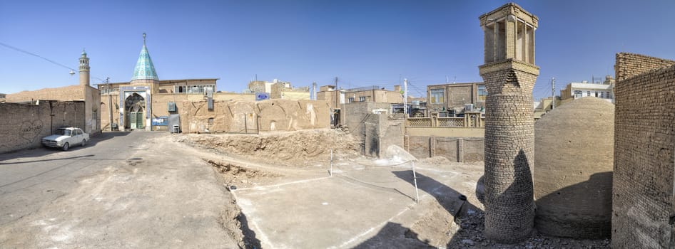 Scenic panorama of traditional housing in town of Kashan in Iran