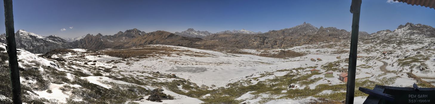 Scenic panorama of cold landscape in Arunachal Pradesh region, India