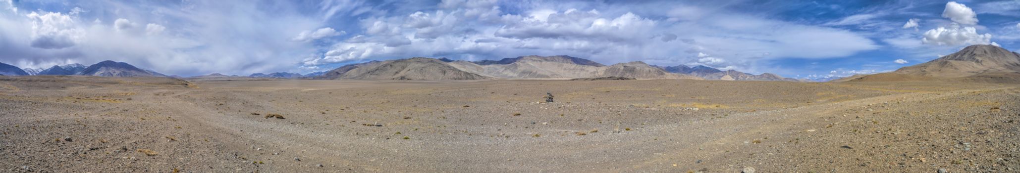 Scenic panorama of arid landscape in Tajikistan