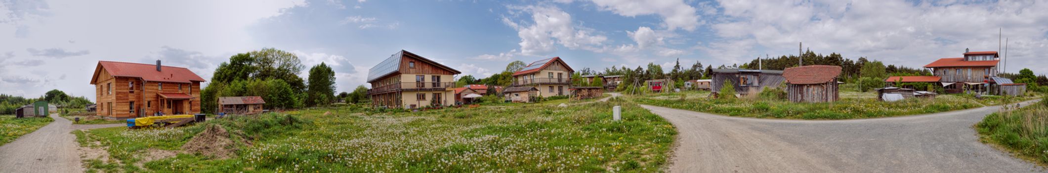 Panoramic view of Sieben Linden community in Germany