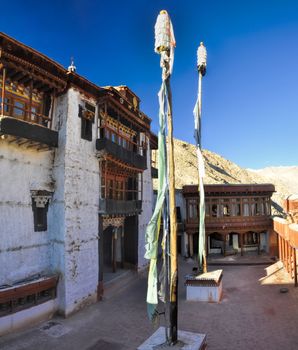 Picturesque view of shrines and temples of Chemrey monastery in Ladakh