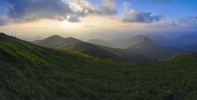 Picturesque view of sunset in Mala Fatra mountains in Slovakia