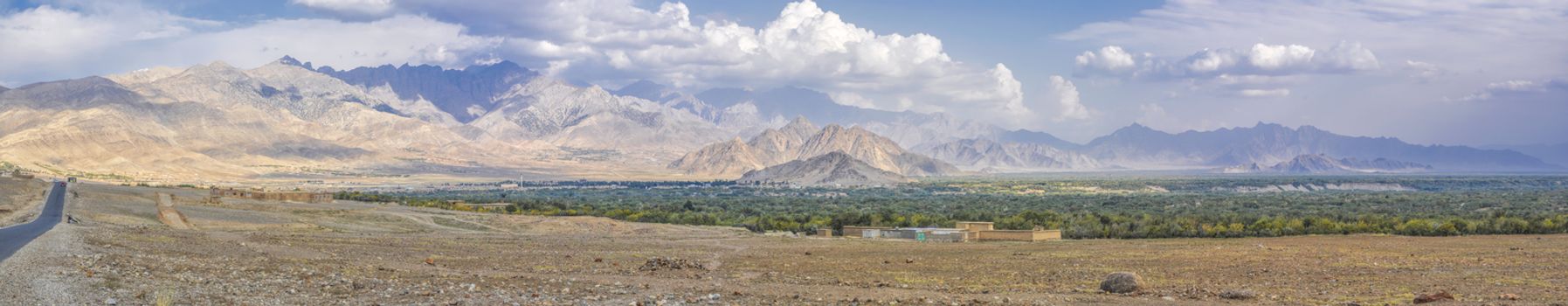Scenic panorama of arid landscape around Kabul in Afghanistan
