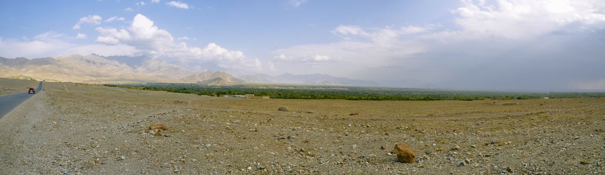 Scenic panorama of arid landscape around Kabul in Afghanistan
