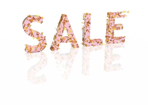 Glossy three-dimensional inscription Sale as a sign.