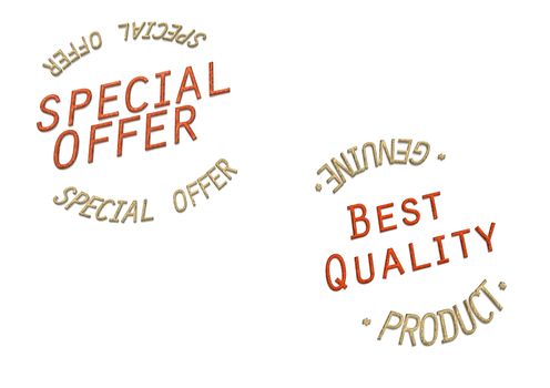 Glossy red three-dimensional inscription Special offer and Best quality