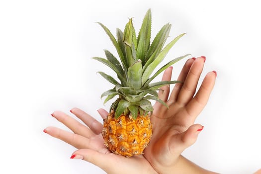 pineapple in hands